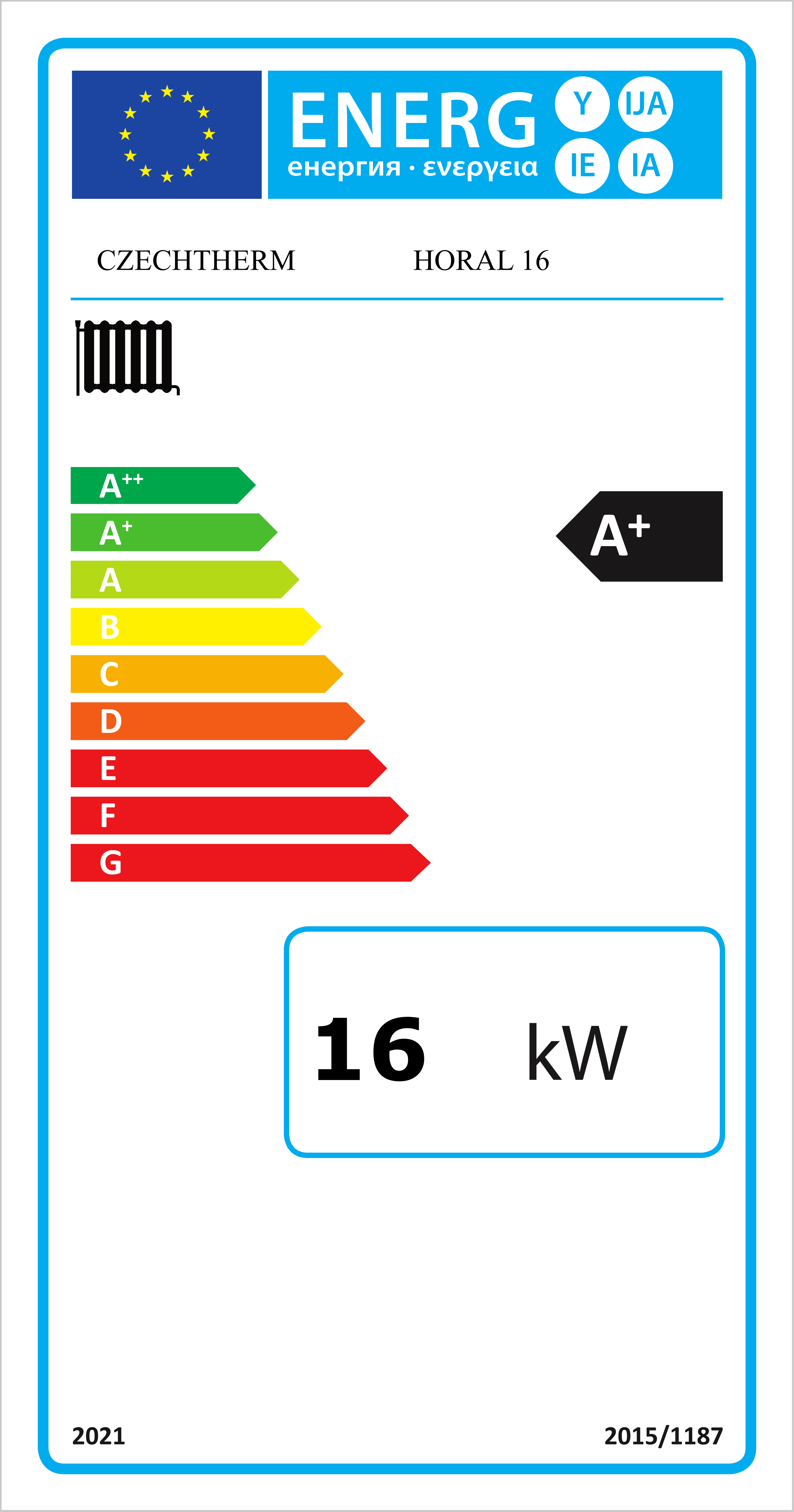 Czechtherm HORAL 16- dřevo H11316 - energetický štítek