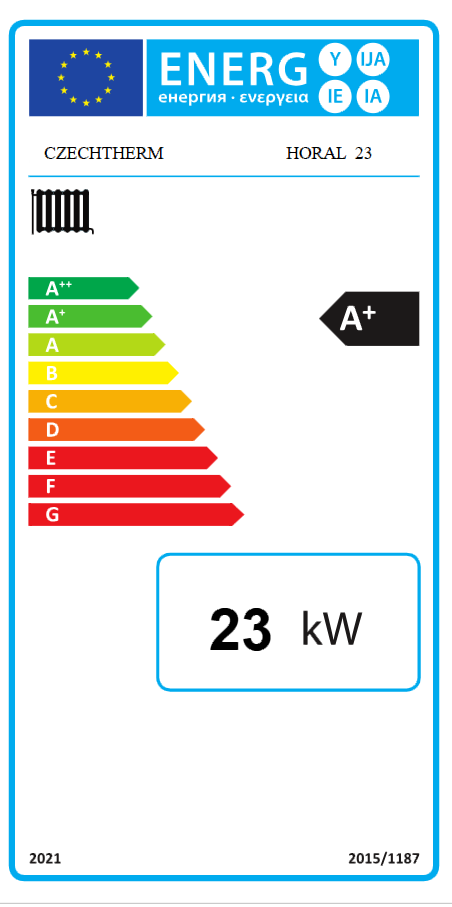Czechtherm HORAL 22- dřevo H11322 - energetický štítek