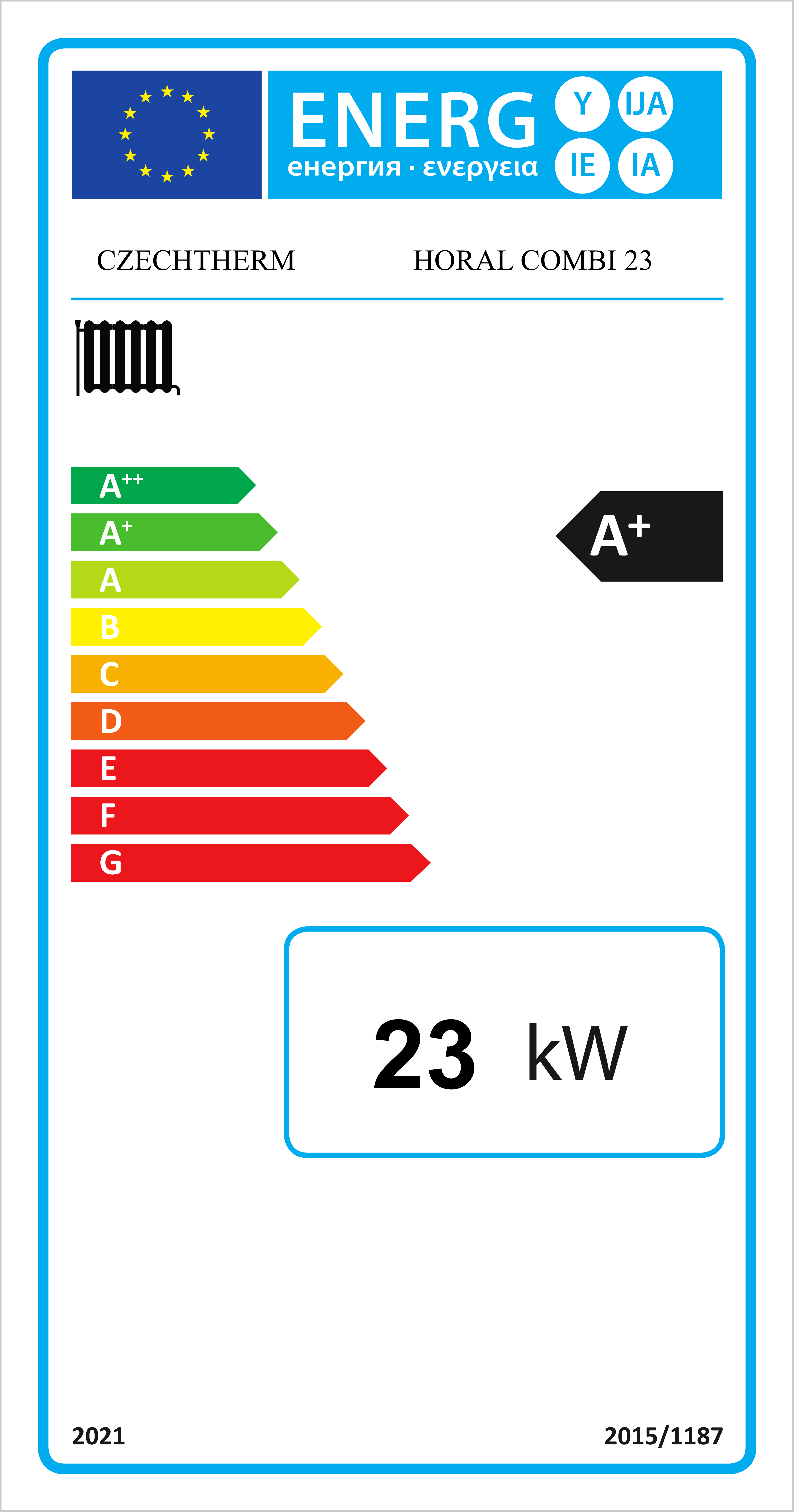 Czechtherm HORAL COMBI 22- dřevo/uhlí HC11422 - energetický štítek