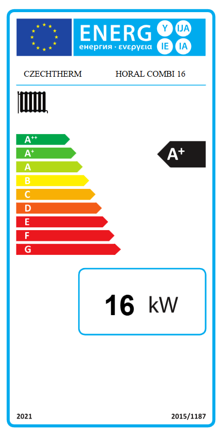 Czechtherm HORAL COMBI 16- dřevo/uhlí HC11416 - energetický štítek