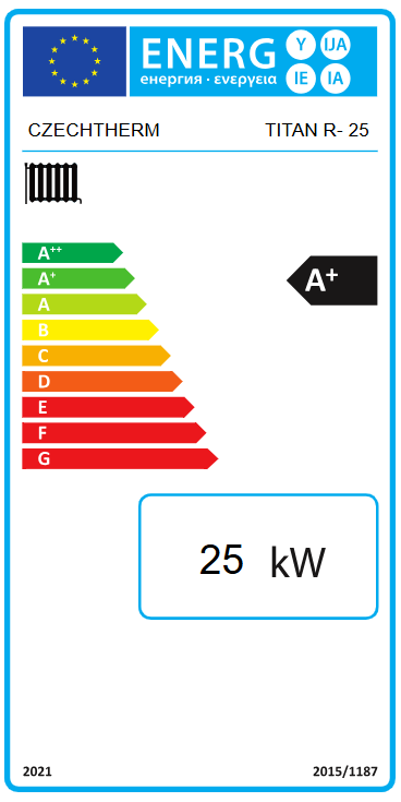 Czechtherm TITAN R 25- dřevo TR1125 - energetický štítek